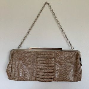 ALDO Beige Snakeskin Clutch w/ Chain